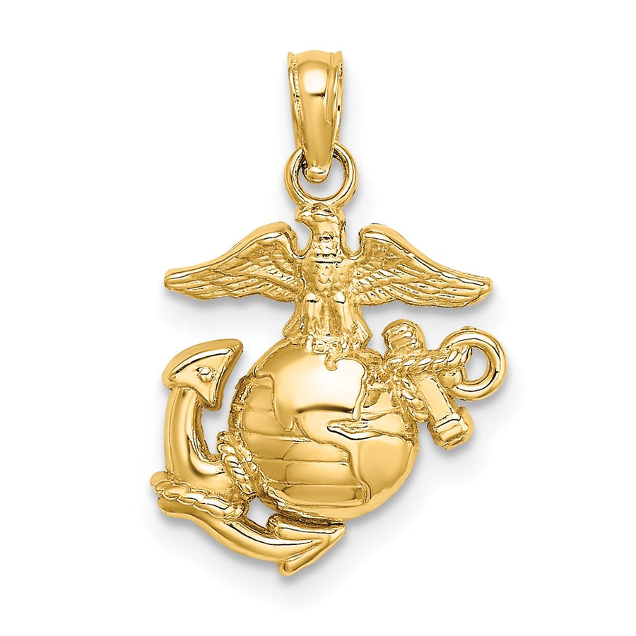Dije Pequeño del Cuerpo de Marines de Oro Amarillo de 14K Pulido/ Texturizado