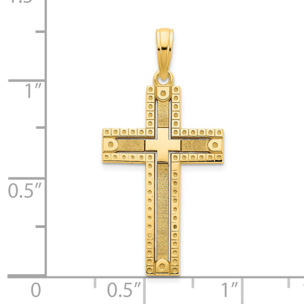Elegant Sandblasted Cross Pendant in 14k Yellow Gold