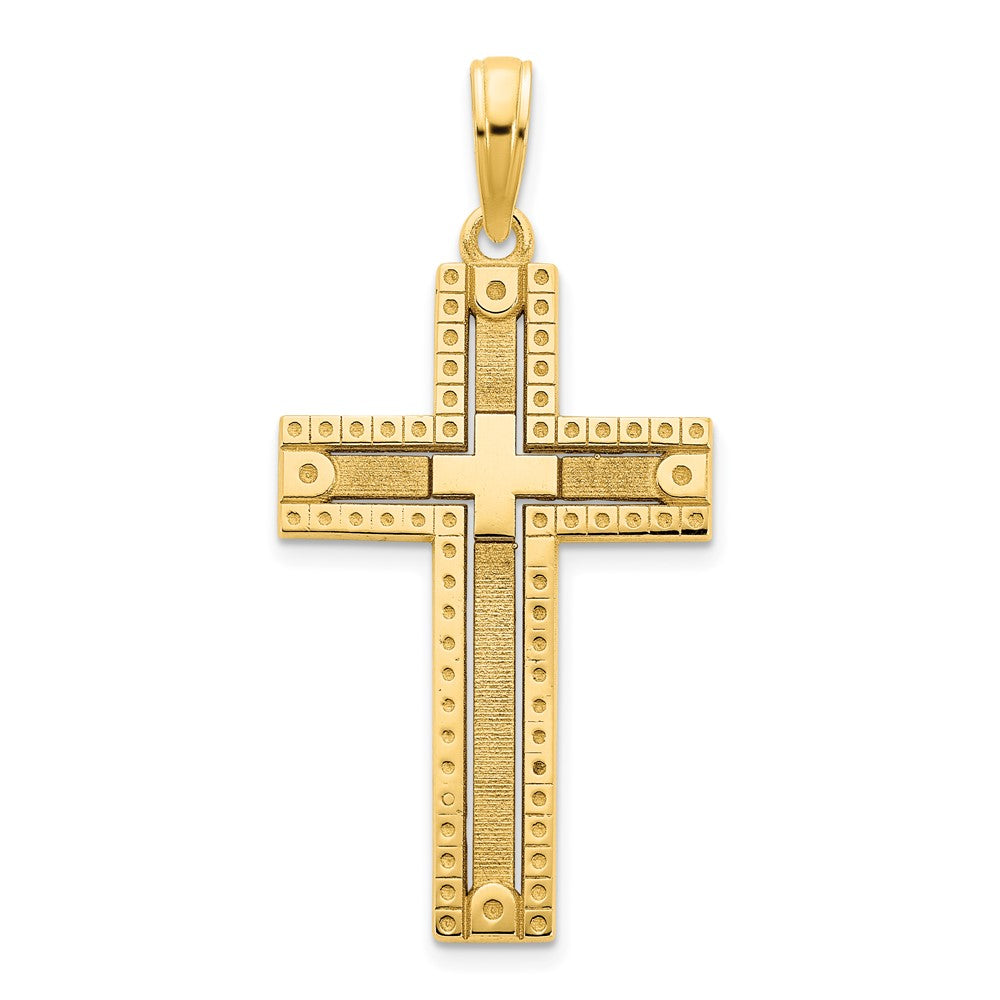Elegant Sandblasted Cross Pendant in 14k Yellow Gold