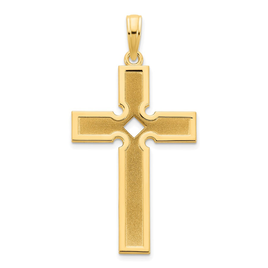 Colgante de Cruz en Oro Amarillo de 14k con Acabado Pulido y Satinado