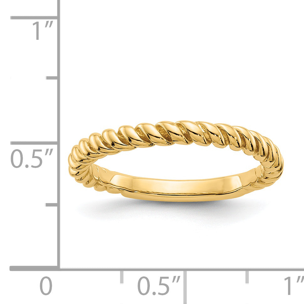 Anillo de Boda Torcido Pulido en Oro Amarillo de 14k