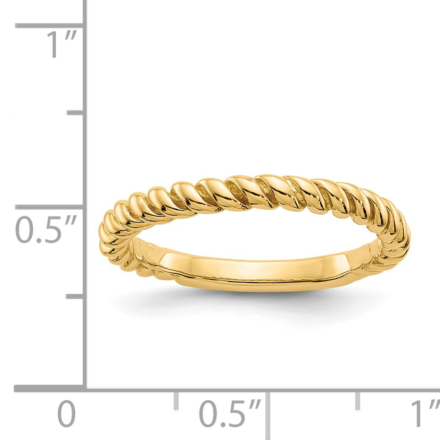 Anillo de Boda Torcido Pulido en Oro Amarillo de 14k
