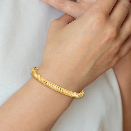 14k Diamond Cut Fancy Hinge Bangle Bracelet