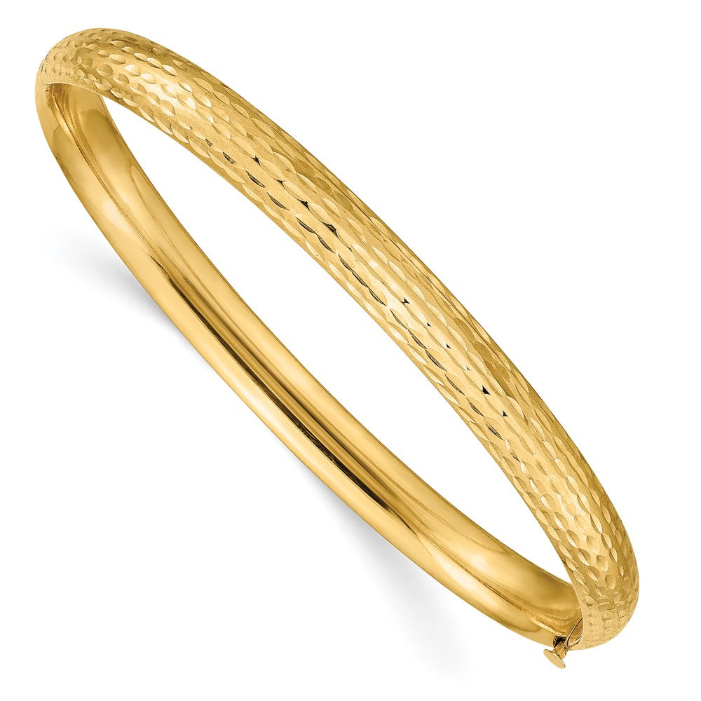 14k Diamond Cut Fancy Hinge Bangle Bracelet