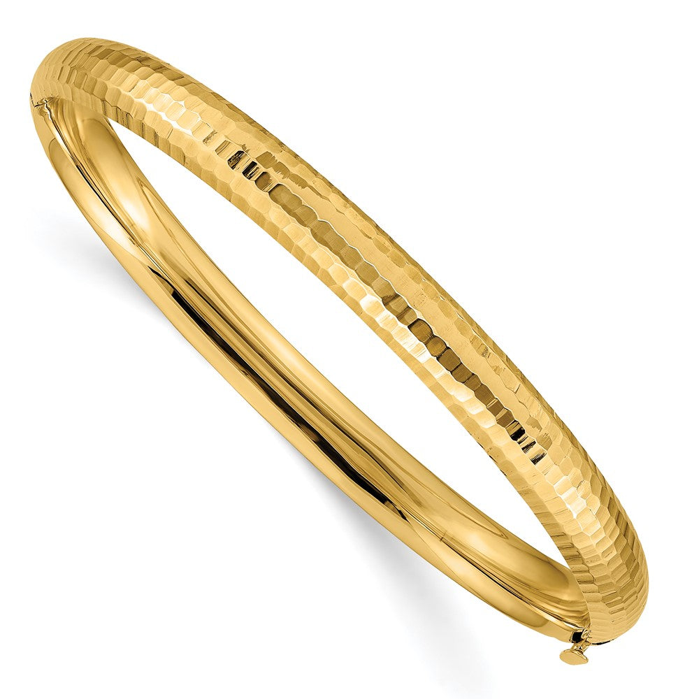 Elegant 14k 4/16 Hammered Hinged Bangle Bracelet