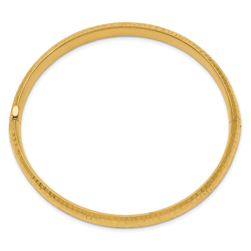 14k Yellow Gold Articulated Rigid Bracelet with Hammered Texture and Elegant Design