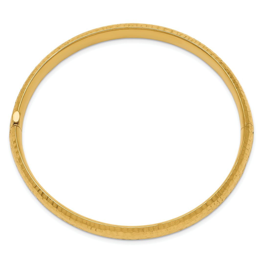 14k Yellow Gold Articulated Rigid Bracelet with Hammered Texture and Elegant Design