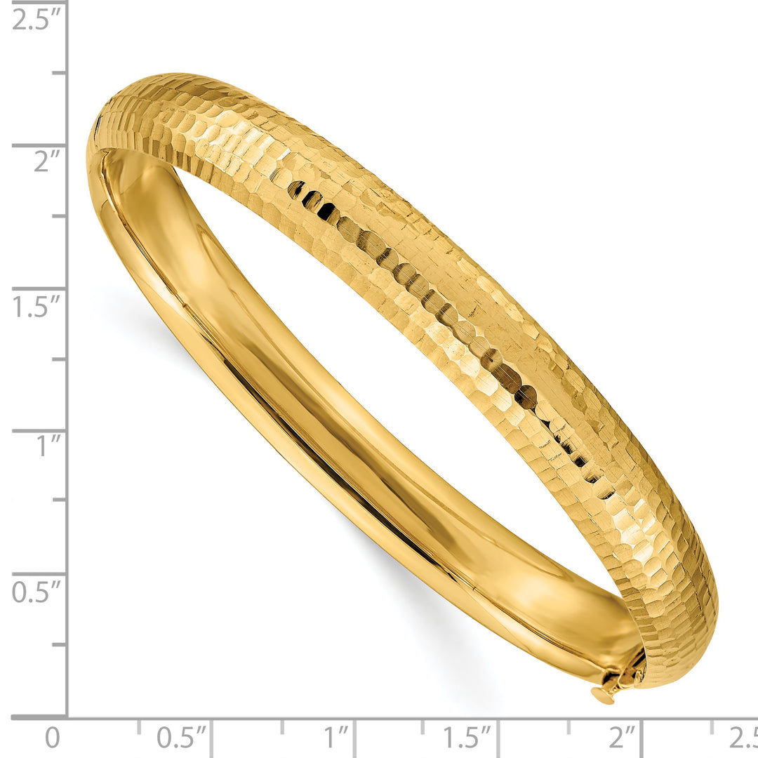 14k Yellow Gold Articulated Rigid Bracelet with Hammered Texture and Elegant Design