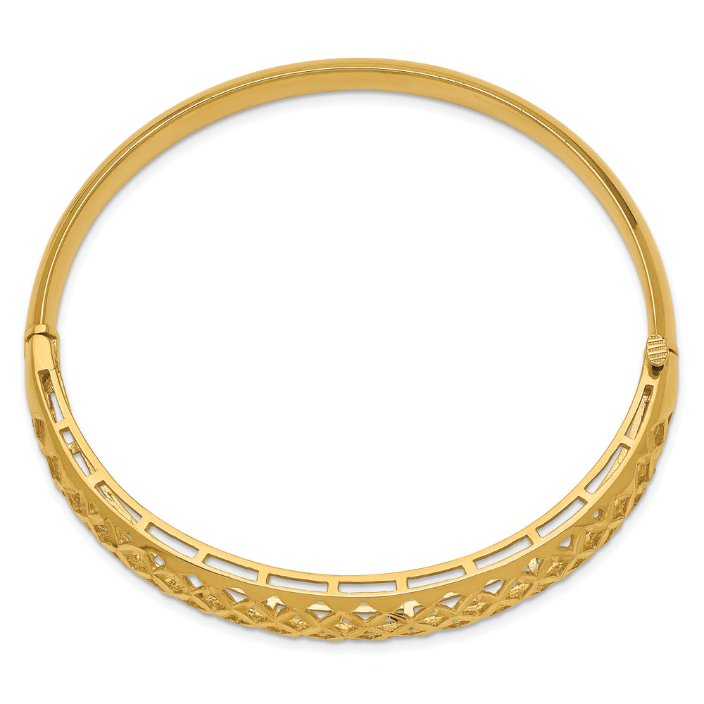 14K Yellow Gold Elegant Woven Graduated Bangle Bracelet