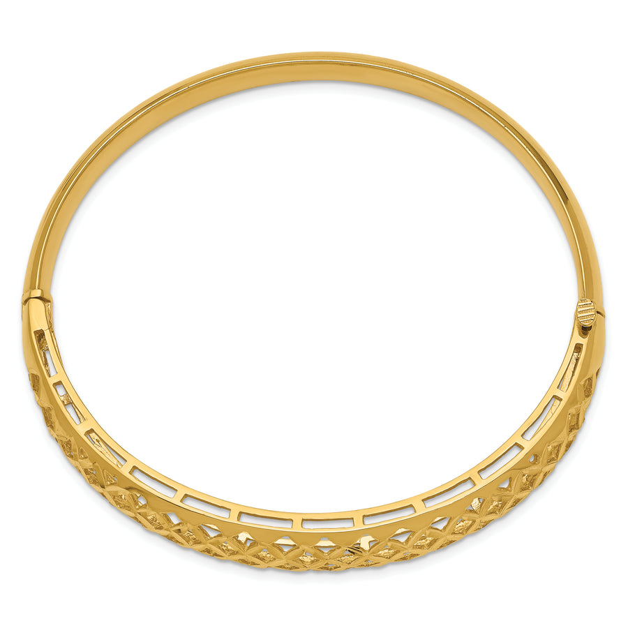 Brazalete Bangle Graduado con Tejido Elegante 14K Oro Amarillo