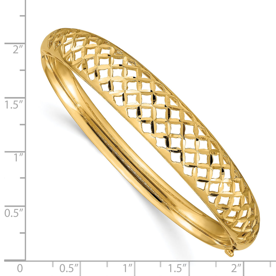 14K Yellow Gold Elegant Woven Graduated Bangle Bracelet