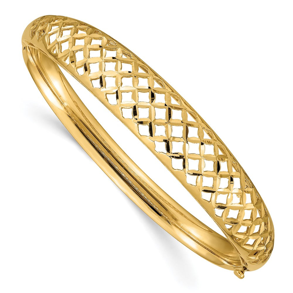 14K Yellow Gold Elegant Woven Graduated Bangle Bracelet