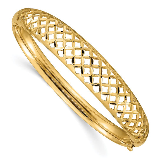 14K Yellow Gold Elegant Woven Graduated Bangle Bracelet