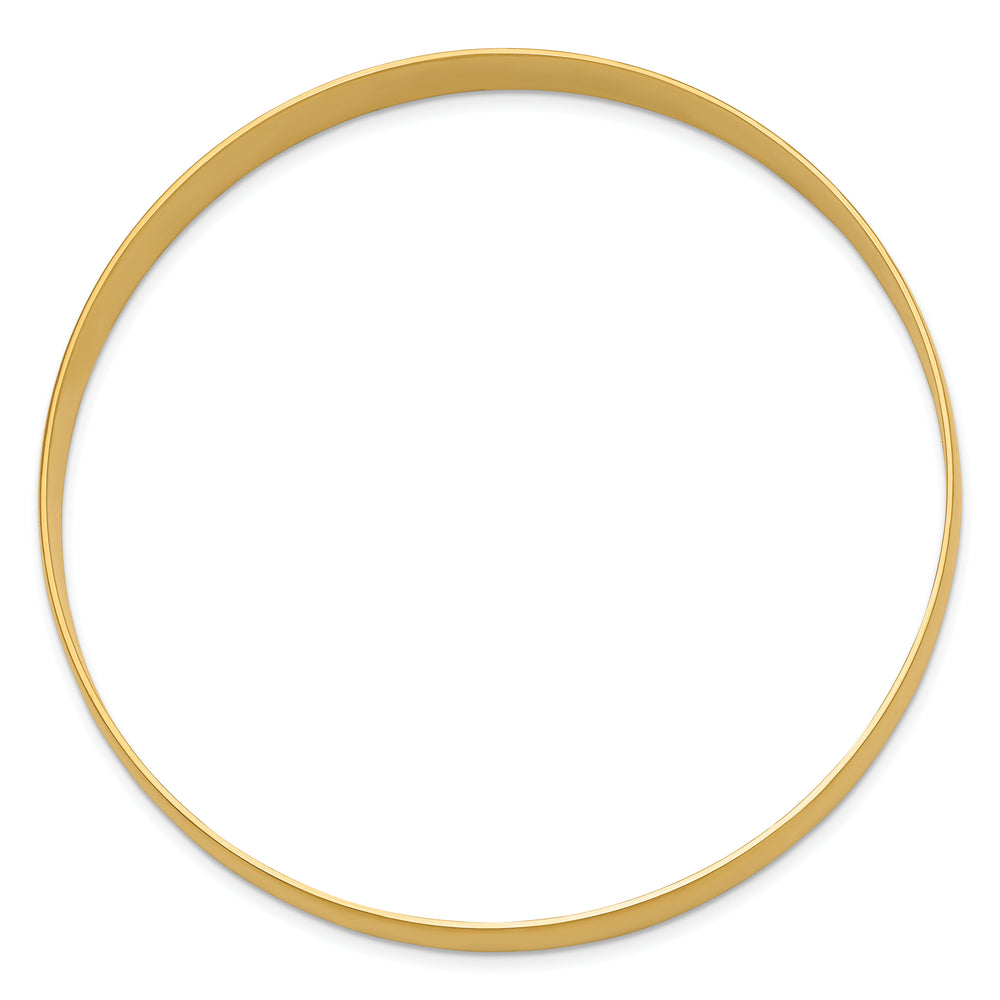 14K Yellow Gold Round Bangle Bracelet – Solid, Polished, Half Round (8 mm)