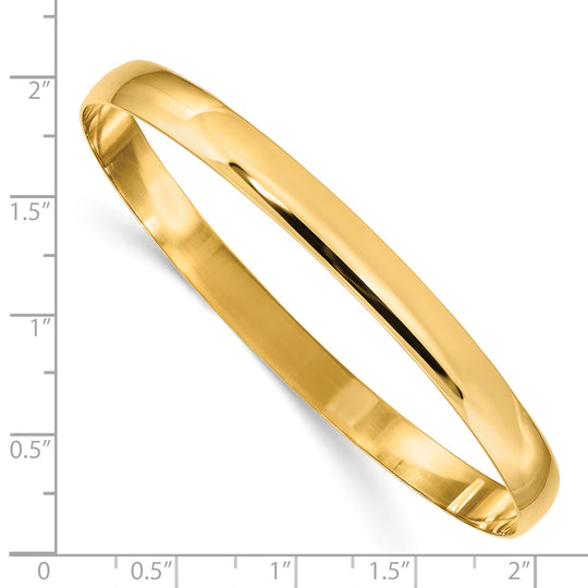 14k Yellow Gold Polished Solid Slip-On Round Cuff Bracelet – 6mm
