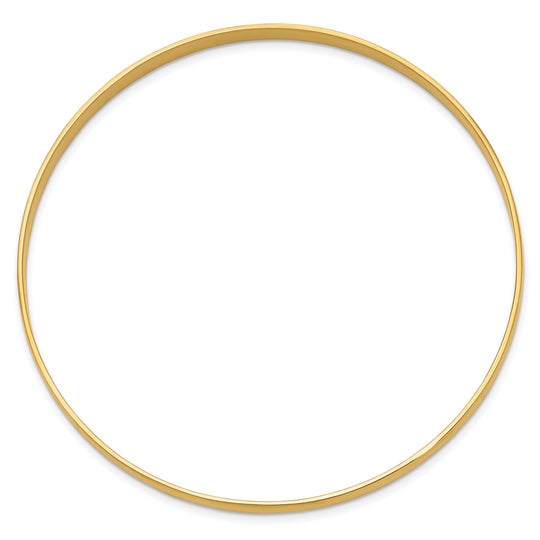 Solid 14K Yellow Gold Half Round Polished Bangle (4mm)