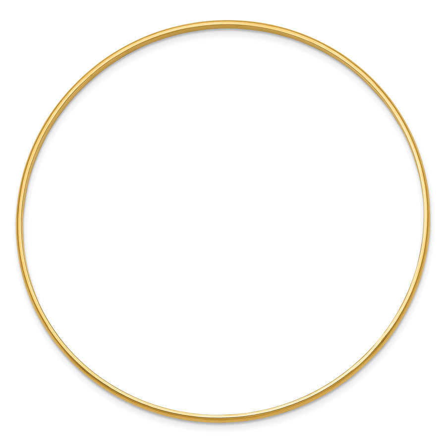 Pulsera Brazalete Redondo de Media Caña, Sólida y Pulida de 14K – 2 mm, Tipo Slip-On