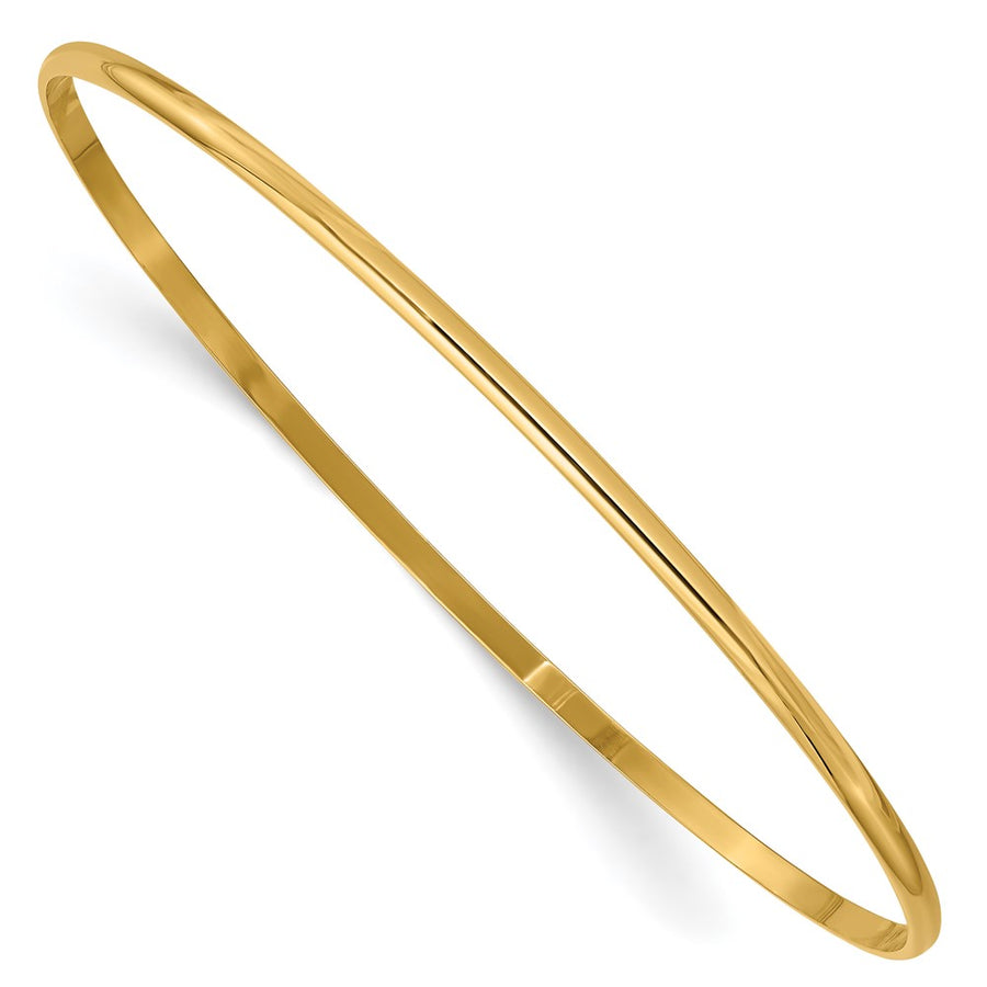 Pulsera Brazalete Redondo de Media Caña, Sólida y Pulida de 14K – 2 mm, Tipo Slip-On