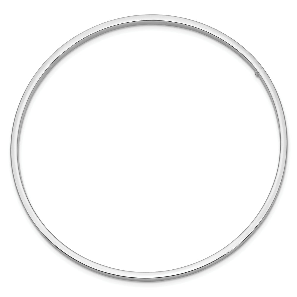 14k White Gold 3mm Square Tube Polished Bangle Bracelet