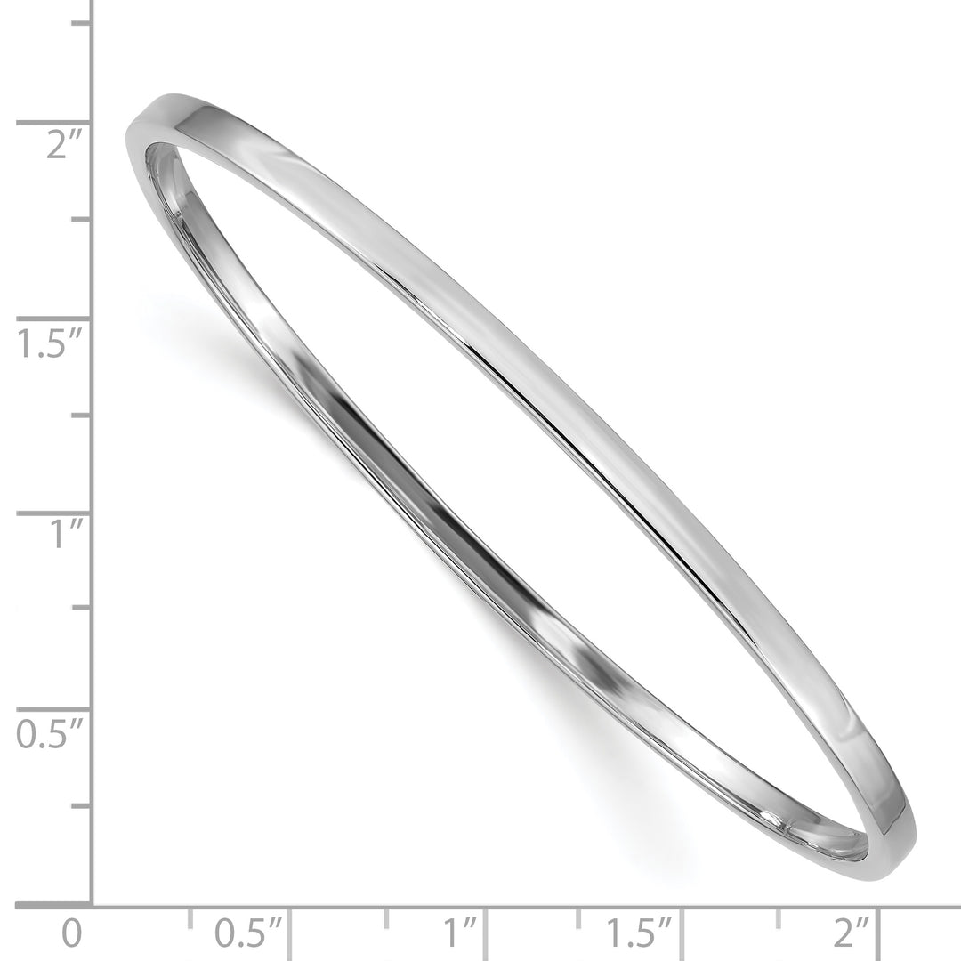 14k White Gold 3mm Square Tube Polished Bangle Bracelet