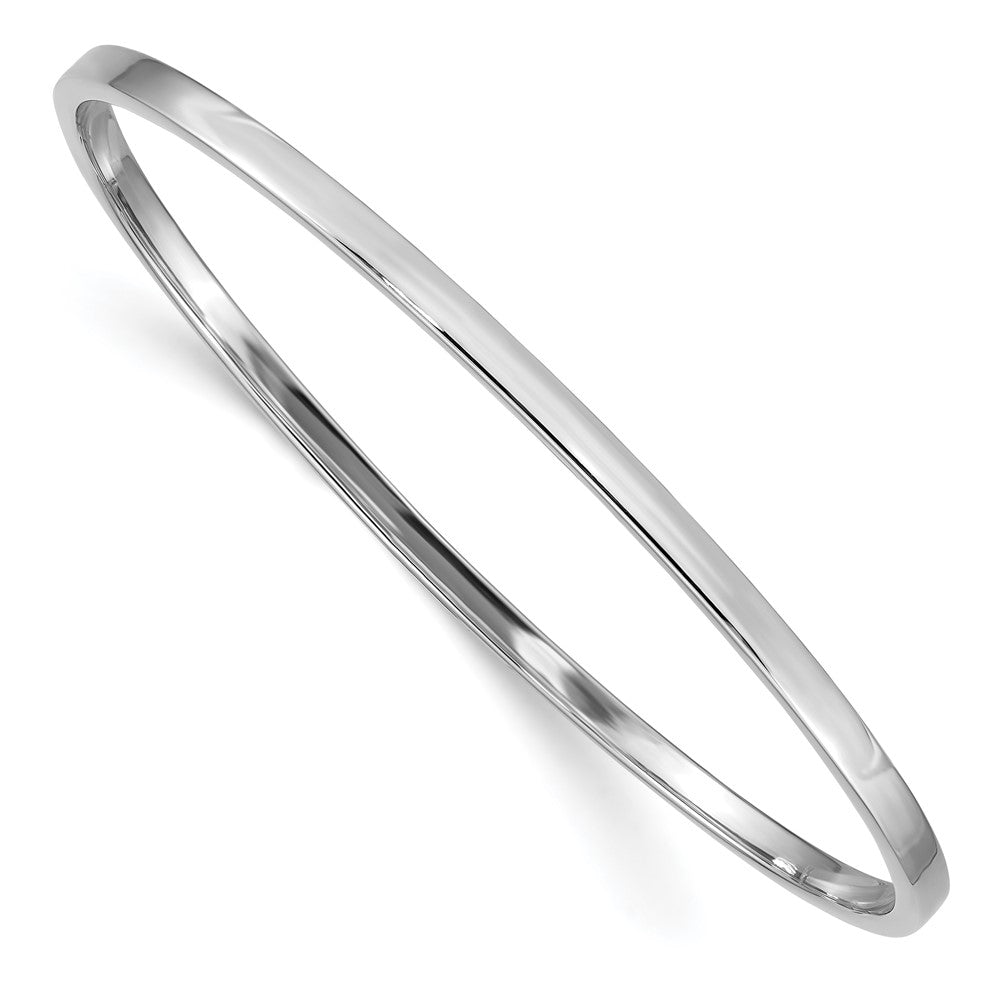 14k White Gold 3mm Square Tube Polished Bangle Bracelet