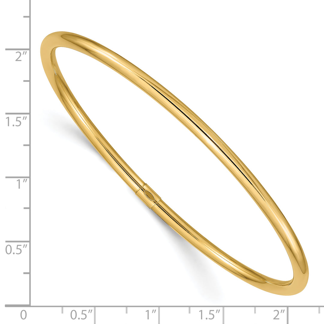 14k Polished 3mm Round Tube Slip-on Bracelet