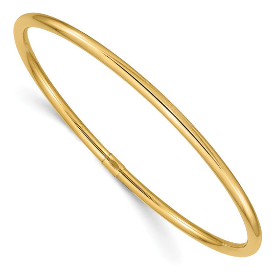 14k Polished 3mm Round Tube Slip-on Bracelet