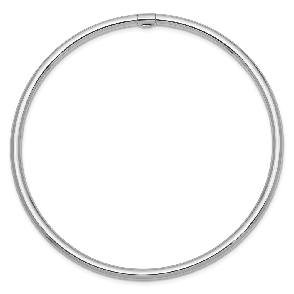 14k White Gold 3mm Polished Round Tube Bangle Bracelet