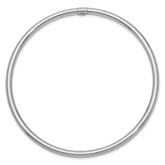 14k White Gold 3mm Polished Round Tube Bangle Bracelet