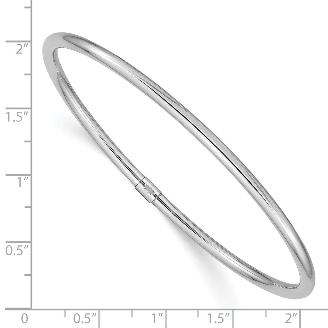 14k White Gold 3mm Polished Round Tube Bangle Bracelet