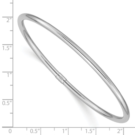 14k White Gold 3mm Polished Round Tube Bangle Bracelet