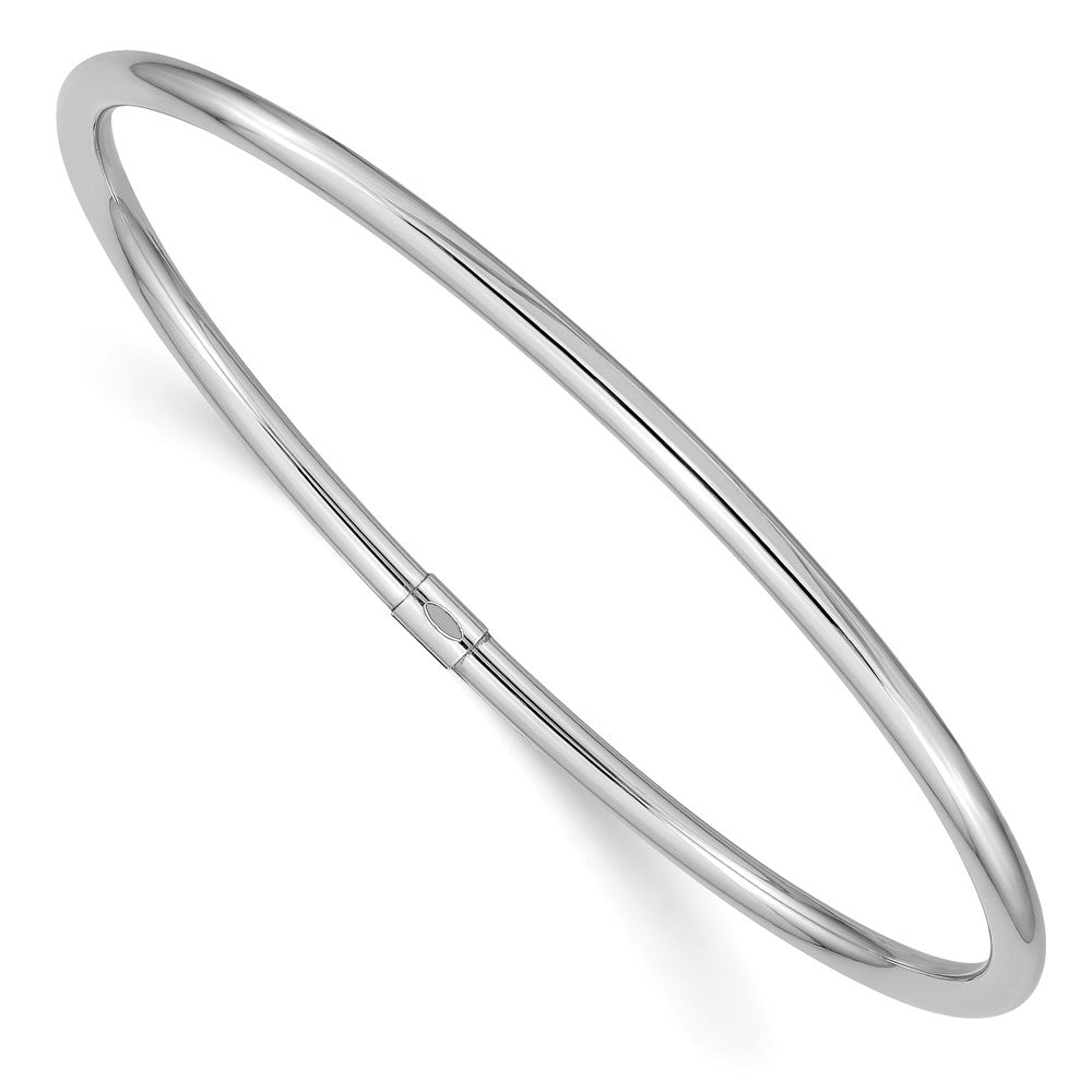 14k White Gold 3mm Polished Round Tube Bangle Bracelet