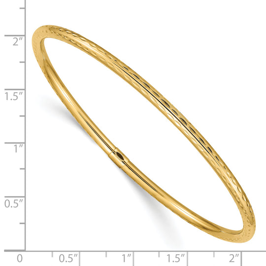 3mm Diamond Cut Bangle Bracelet in 14k Gold