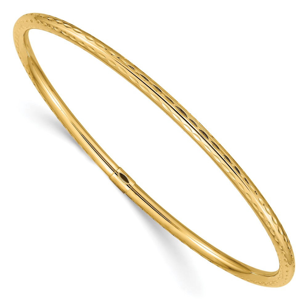 3mm Diamond Cut Bangle Bracelet in 14k Gold