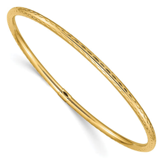 3mm Diamond Cut Bangle Bracelet in 14k Gold