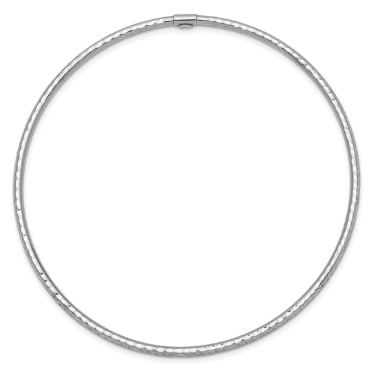 14K White Gold 2mm Diamond Cut Sliding Bracelet