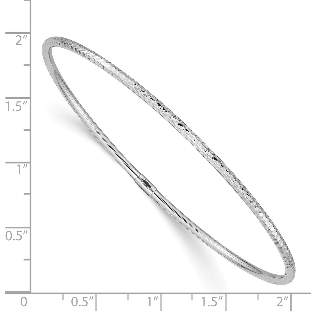 14K White Gold 2mm Diamond Cut Sliding Bracelet