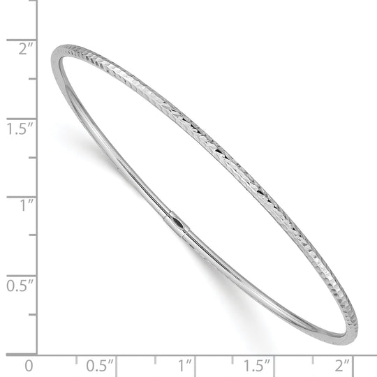 14K White Gold 2mm Diamond Cut Sliding Bracelet