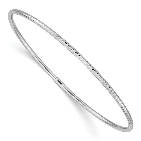 14K White Gold 2mm Diamond Cut Sliding Bracelet