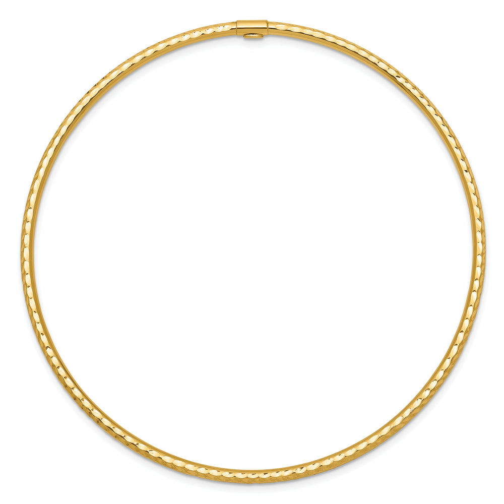 2mm Diamond Cut Bangle Bracelet in 14k Gold