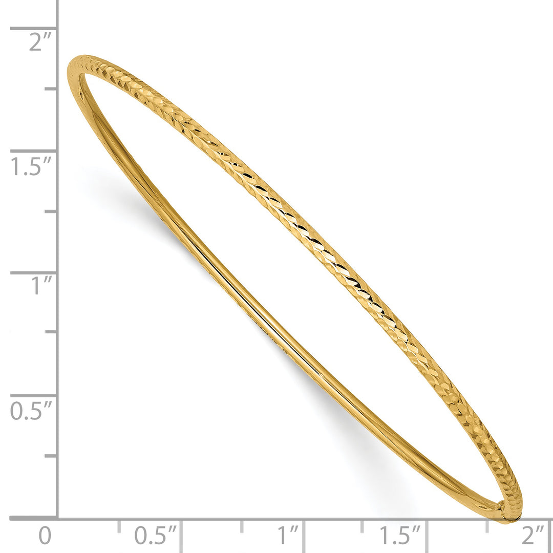 2mm Diamond Cut Bangle Bracelet in 14k Gold