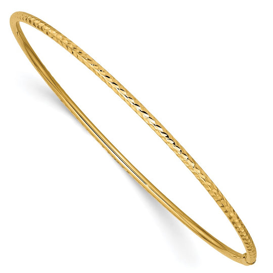 2mm Diamond Cut Bangle Bracelet in 14k Gold