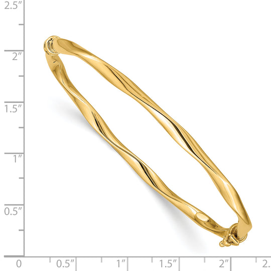 Twisted Tube Bangle Bracelet 14K Yellow Gold