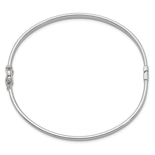 14K White Gold 4mm Hinged Bangle Bracelet
