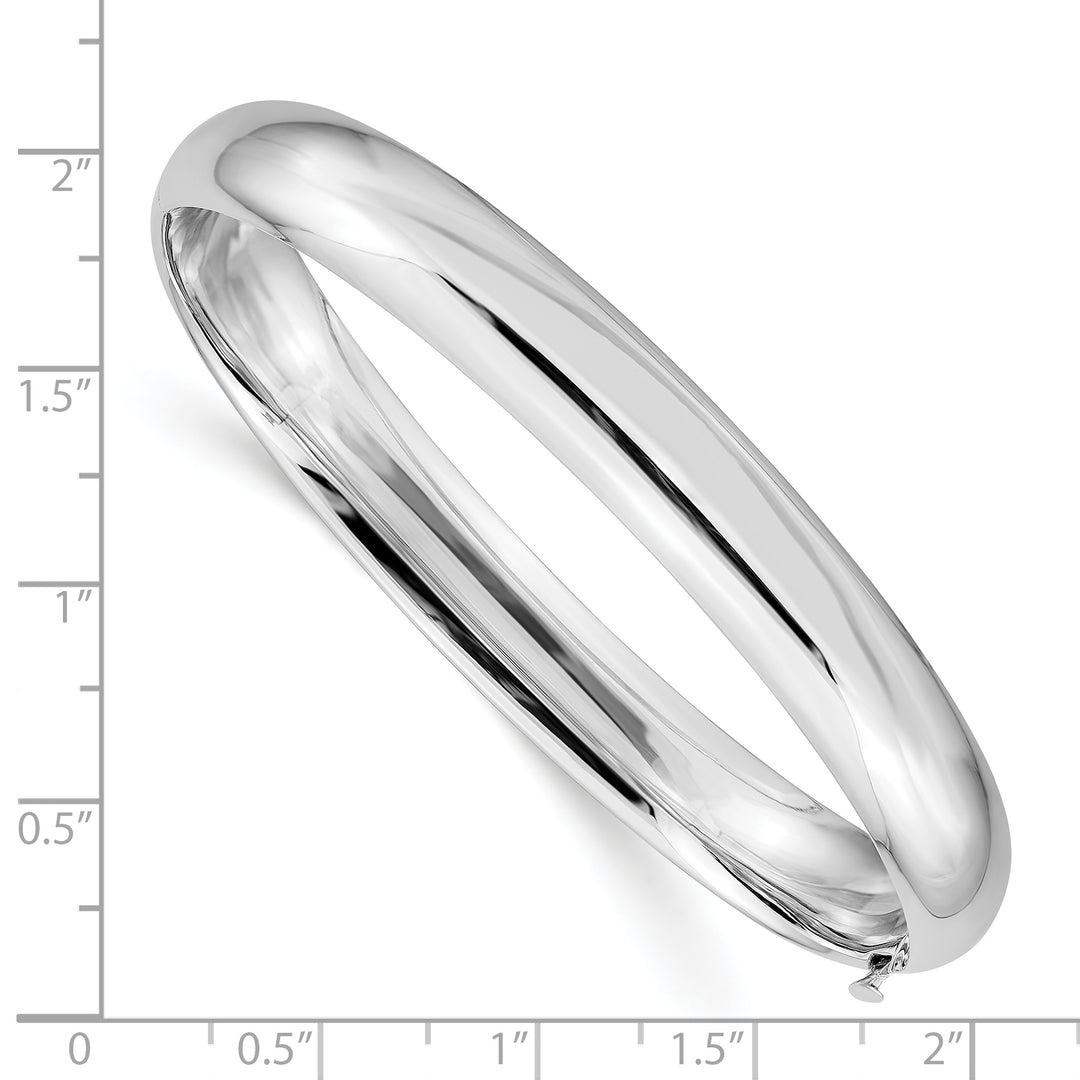 14K White Gold Polished 8.00mm Hinged Bangle Bracelet