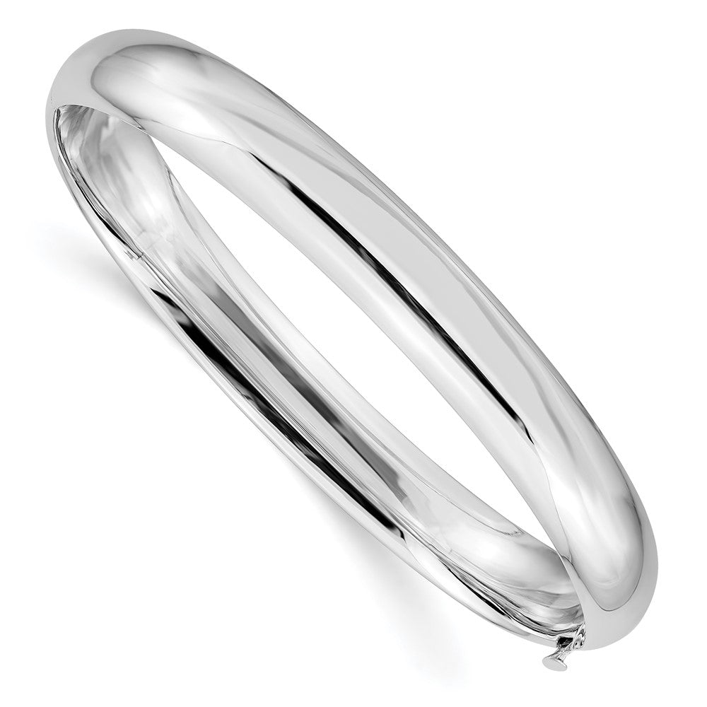 14K White Gold Polished 8.00mm Hinged Bangle Bracelet