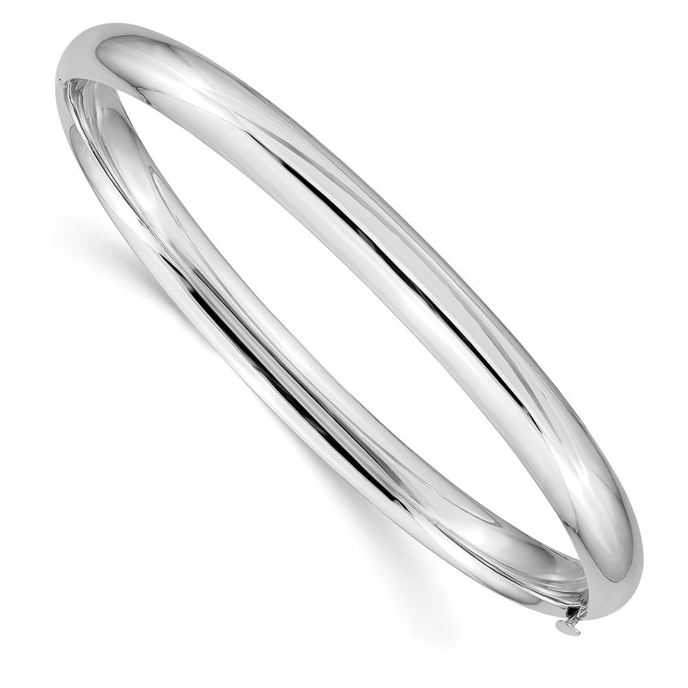 14K White Gold Polished 6.00mm Hinged Bangle Bracelet