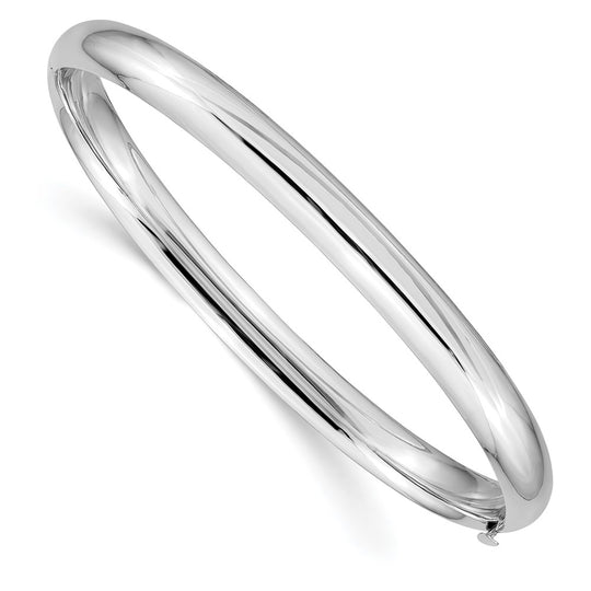 14K White Gold Polished 6.00mm Hinged Bangle Bracelet