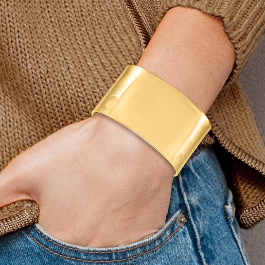 Polished 14K Yellow Gold Cuff Bracelet (37mm)