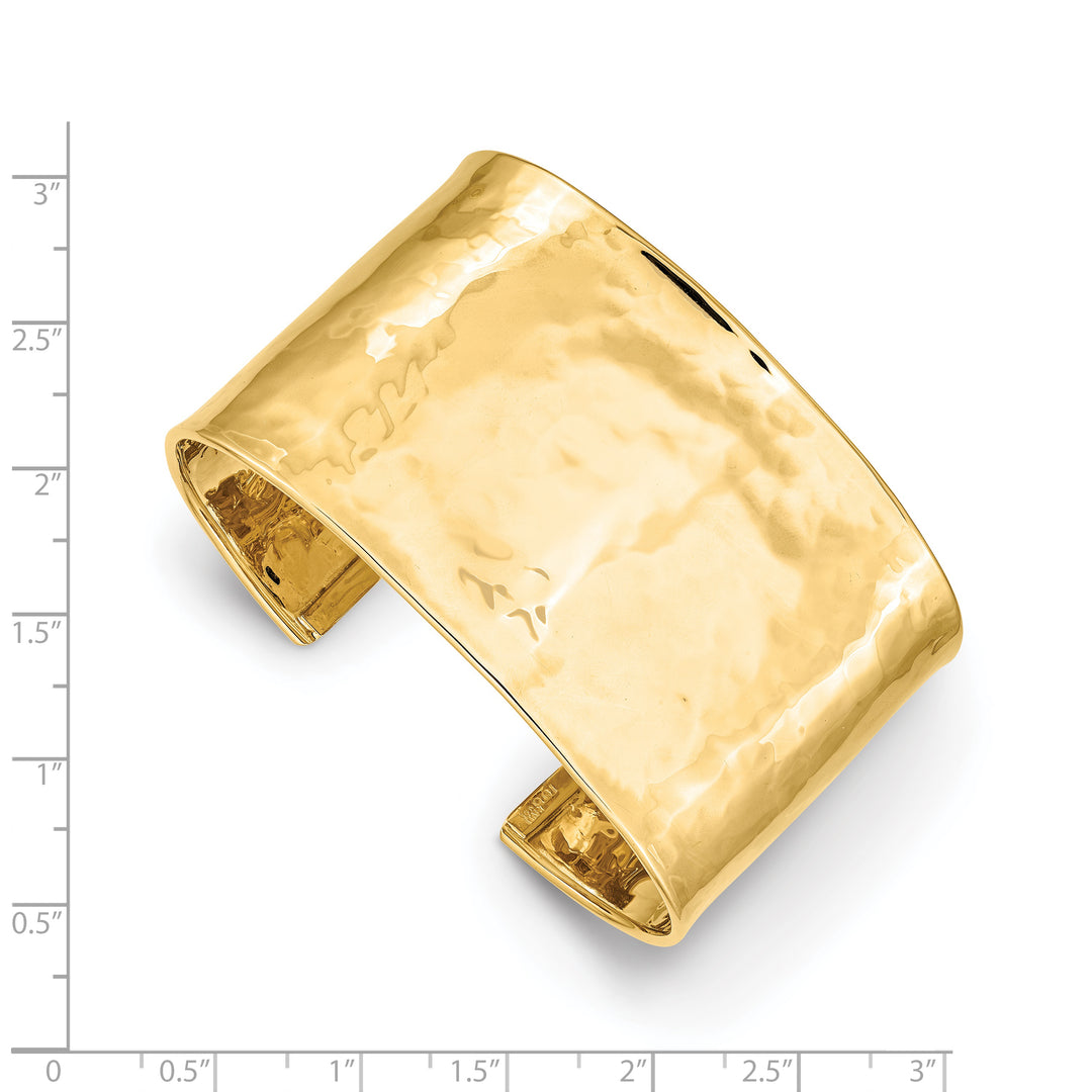 37mm Hammered Polished Bangle in 14k Yellow Gold